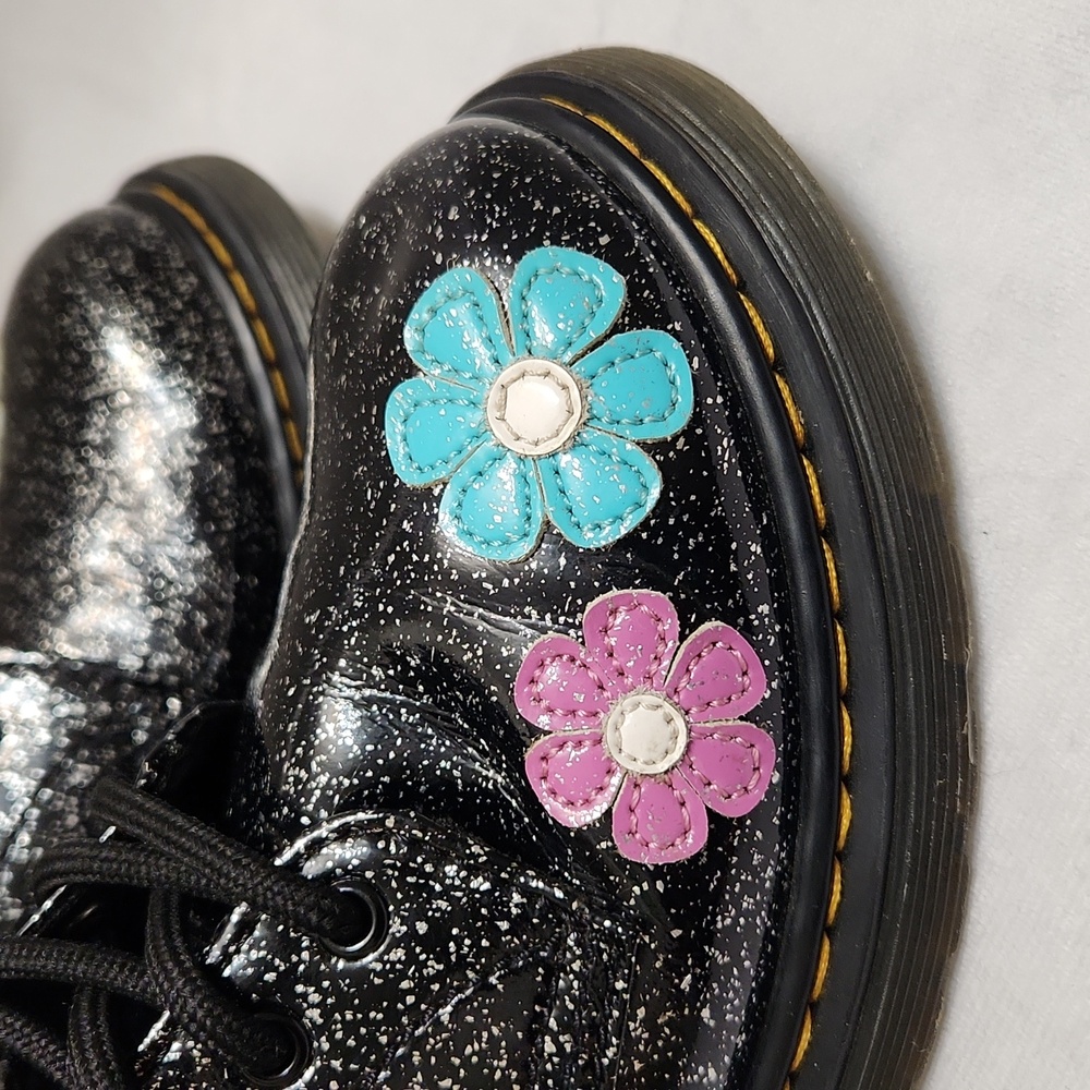 Dr. Martens 1460J Floral Glitter Patent Leather Lace-up boots (size 3) - Picture 10 of 14